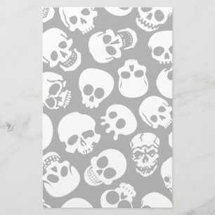 Skulls in Black Background Pattern Briefpapier