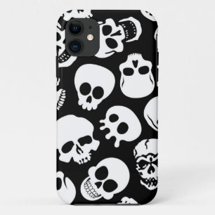 Skulls in Black Background Pattern iPhone 11 Hoesje