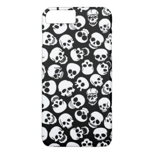 Skulls in Black Background Pattern iPhone 8 Plus / 7 Plus Hoesje