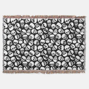 Skulls in Black Background Pattern Deken