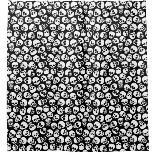 Skulls in Black Background Pattern Douchegordijn (Voorkant)