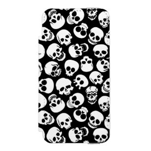 Skulls in Black Background Pattern