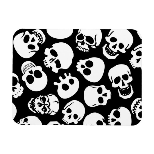 Skulls in Black Background Pattern Magneet (Horizontaal)