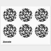Skulls in Black Background Pattern Ronde Sticker (Vel)