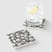 Skulls in Black Background Pattern Stenen Onderzetter (Zijkant)