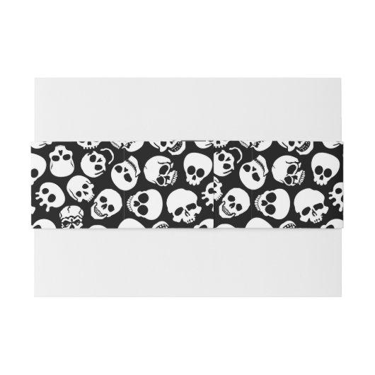 Skulls in Black Background Pattern Uitnodigingen Wikkel (Achterkant Voorbeeld)