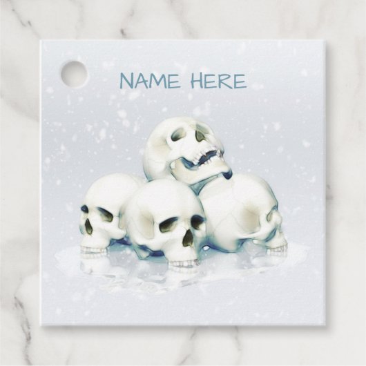 Skulls in the snow. Personalized Bedankjes Labels (Voorkant)