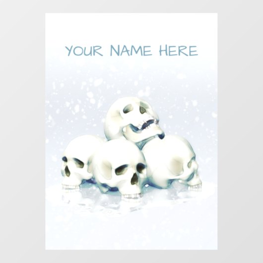 Skulls in the snow. Personalized Raamsticker (Vel)