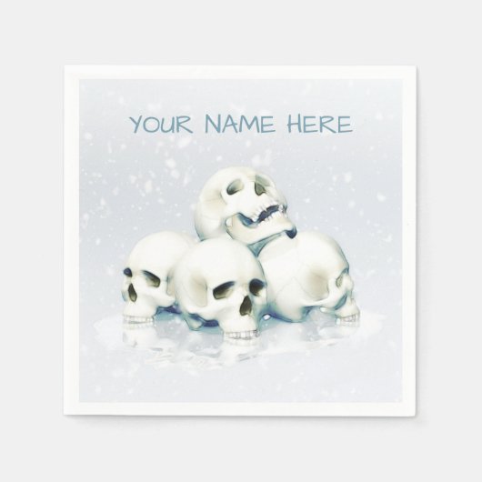 Skulls in the snow. Personalized Servet (Voorkant)