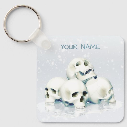 Skulls in the snow. Personalized Sleutelhanger (Voorkant)
