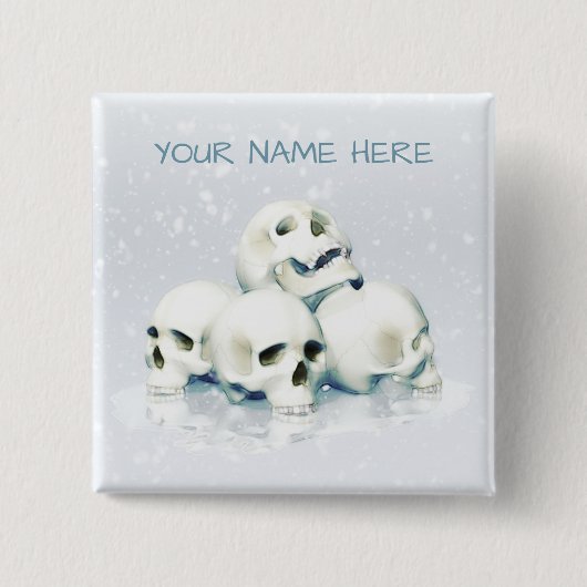 Skulls in the snow. Personalized Vierkante Button 5,1 Cm (Voorkant)