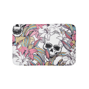 Skulls Lily Flowers: Boho . Badmat