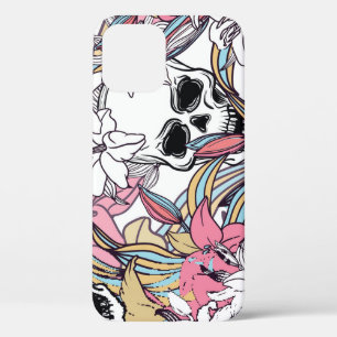 Skulls Lily Flowers: Boho . iPhone 12 Hoesje