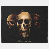 Skulls Menselijk Zwart Fleece Deken (Voorkant (Horizontaal))