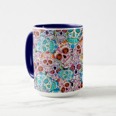 Skulls met bloemen mok (Voorkant links)