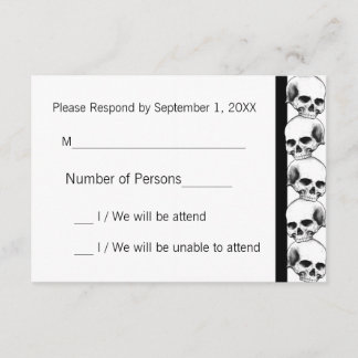 Skulls met Stripe (Black) RSVP-kaart RSVP Kaartje