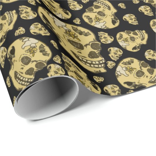 Skulls met Tattoos van Bat Raven en Ghost Cadeaupapier (Rol Hoek)