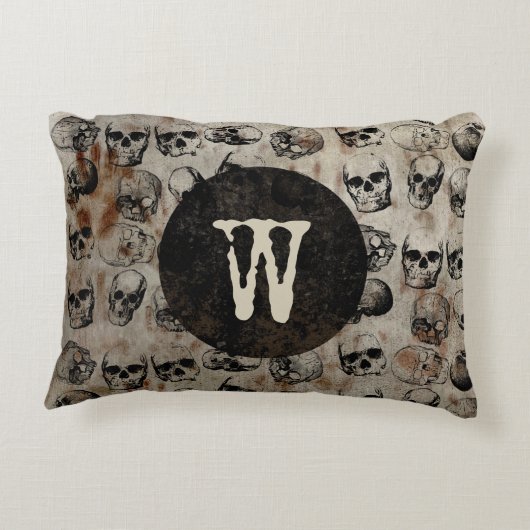  Skulls Monogram met verdringingsproblemen Accent Kussen (Achterkant)