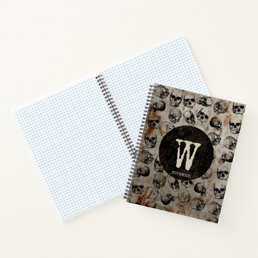  Skulls Monogram met verdringingsproblemen Notitieboek (Binnen)