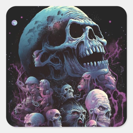 Skulls Monsters Horror Art Vierkante Sticker (Voorkant)