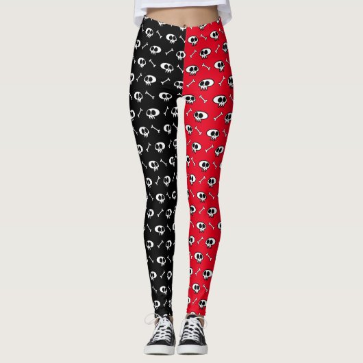 Skulls "n Botten (zwart/rood) Leggings (Voorkant)
