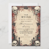 Skulls onder Rozen spookachtig feest Kaart (Voorkant)