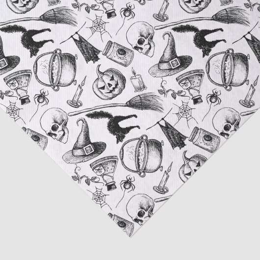 Skulls Pumpkins Broomsticks Bats Halloween Tissuepapier (Detail)