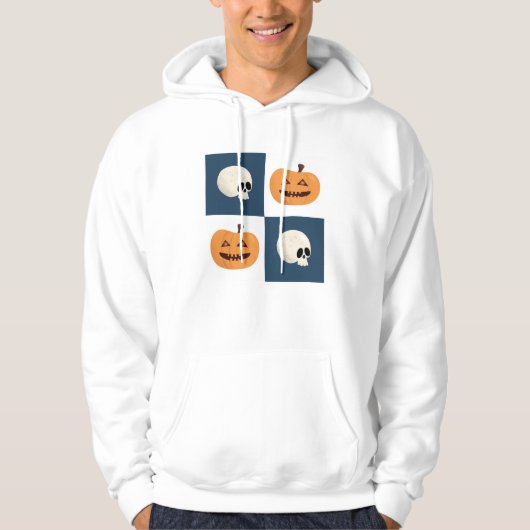 Skulls & Pumpkins Checks Hoodie (Voorkant)