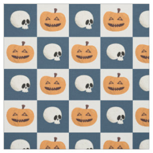 Skulls & Pumpkins Checks Stof