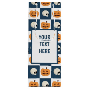 Skulls & Pumpkins Checks Wijn Cadeautas