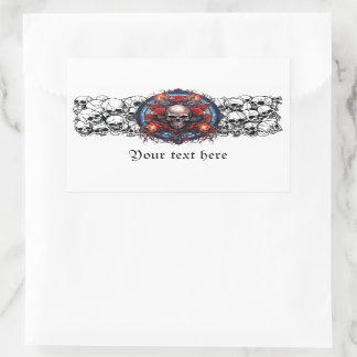 Skulls, Red Roses en vlammen piraten gotisch ontwe Rechthoekige Sticker