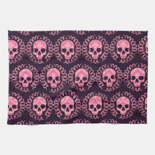 Skulls Roze en Paars Theedoek