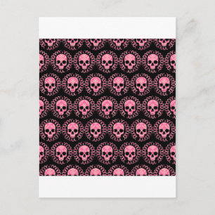  Skulls roze en zwart Briefkaart