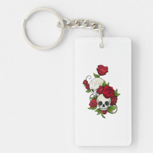 Skulls Rozen Día de Muertos Sleutelhanger