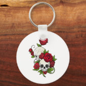 Skulls Rozen Día de Muertos Sleutelhanger (Voorkant)