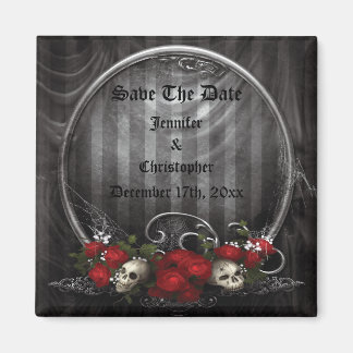 Skulls & Rozen Gothic Save The Date Trouwmagneet Magneet