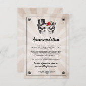 Skulls Rozen Mr & Mrs Accommodation Wedding Cards Informatiekaartje (Voorkant / Achterkant)