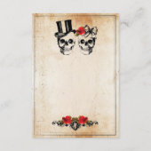 Skulls Rozen Rustic Accommodding Wedding Cards Informatiekaartje (Achterkant)