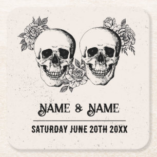 Skulls Rustic Rozen Onderzetters Wedding Skull Par