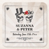 Skulls Rustic Rozen Onderzetters Wedding Skull Par (Voorkant)
