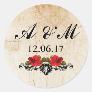Skulls Rustic Scroll Rozen Stickers Labels
