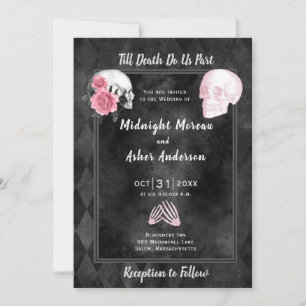 Skulls Skeleton tot de dood ons Deel Black Pink Kaart