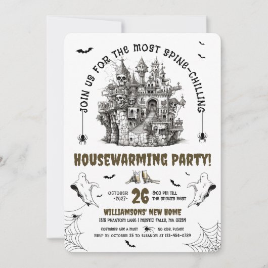 Skulls spookhuis-opwarmende partij kaart (Voorkant)