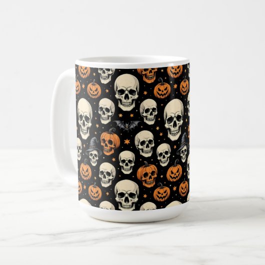 Skulls voor Halloween Koffiemok (Voorkant links)