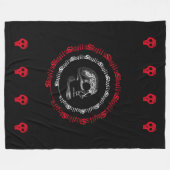 Skulls zwart/wit/grijs/rood fleece deken (Voorkant (Horizontaal))