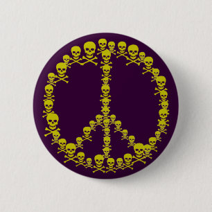 Skully Peace Sign Ronde Button 5,7 Cm