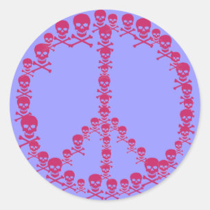 Skully Peace Sign Ronde Sticker