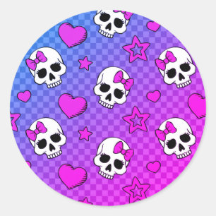 Skully Pop Kawaii Ronde Sticker
