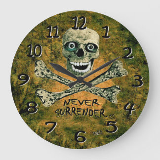 Skully skeleton geeft nooit piratenmuurklok over. grote klok