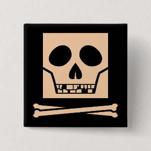 Skully Square Vierkante Button 5,1 Cm